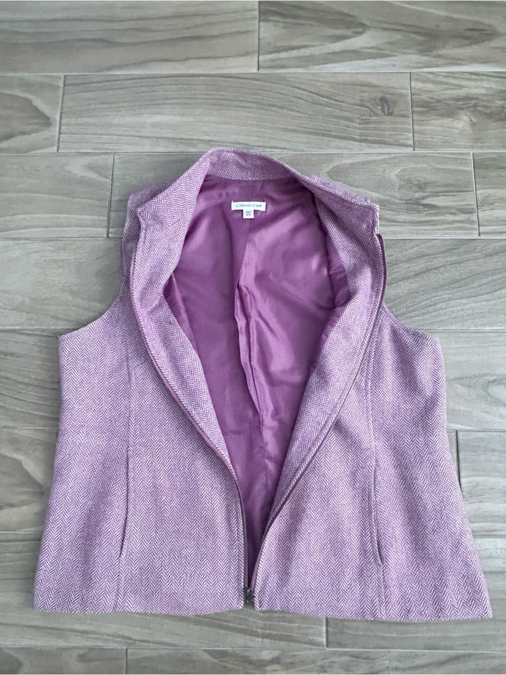 Coldwater Creek Wool Blend Lilac Zip-Front Sleeveless Vest | Size W20 - Picture 2 of 5